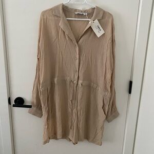 Elegant Tan Button-Up Jumpsuit
